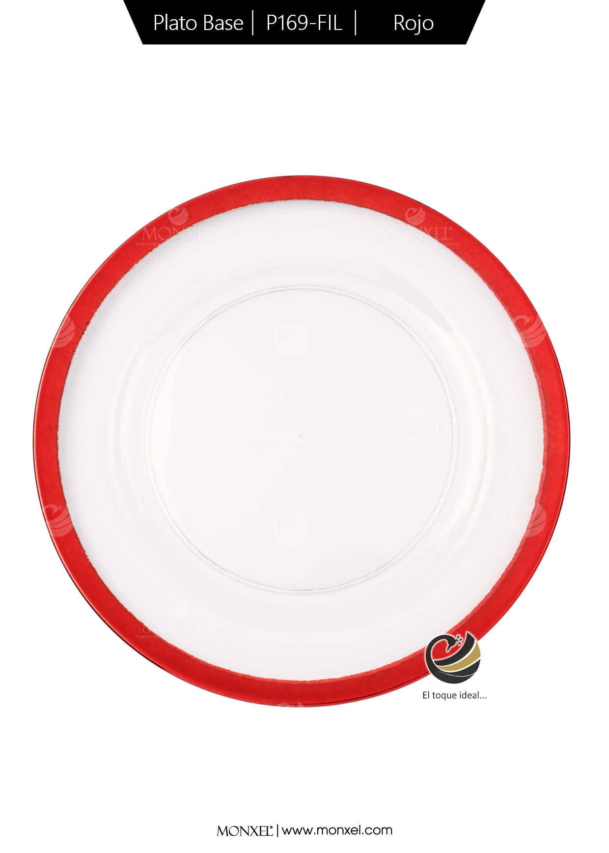 Plato Base P169-FIL Rojo 33 cm. (Acrílico)