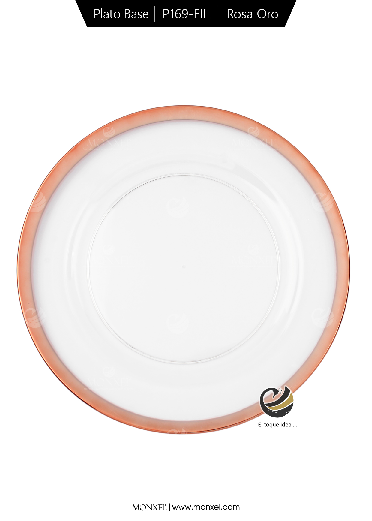 Plato Base P169-FIL Rosa Oro 33 cm. (Acrílico)