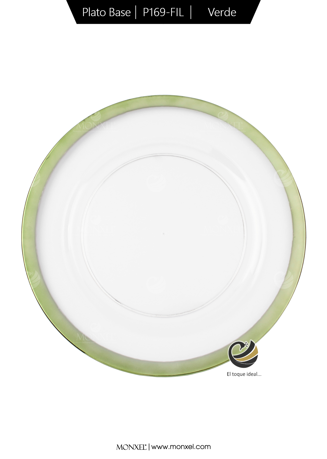 Plato Base P169-FIL Verde 33 cm. (Acrílico)
