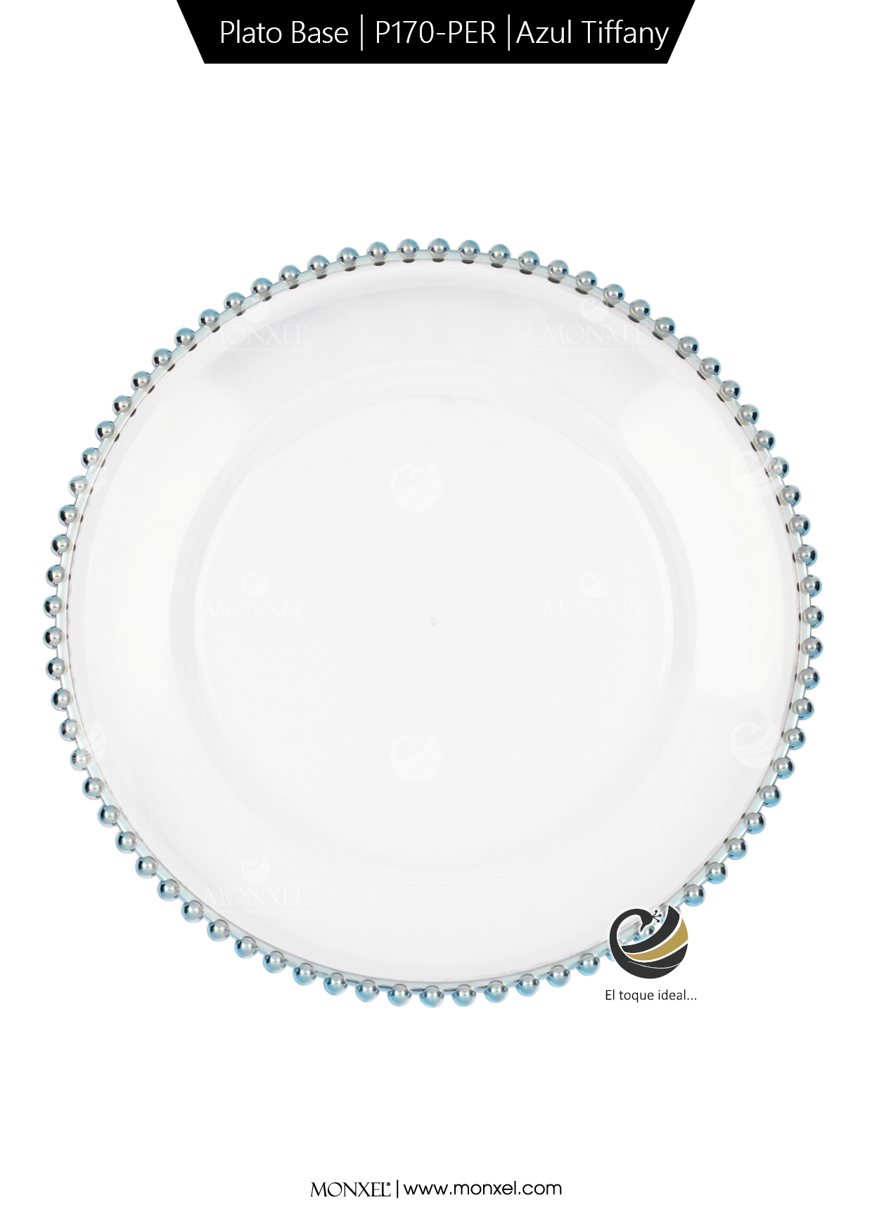 Plato Base P170-PER Azul Tiffany 33 cm. (Acrílico)