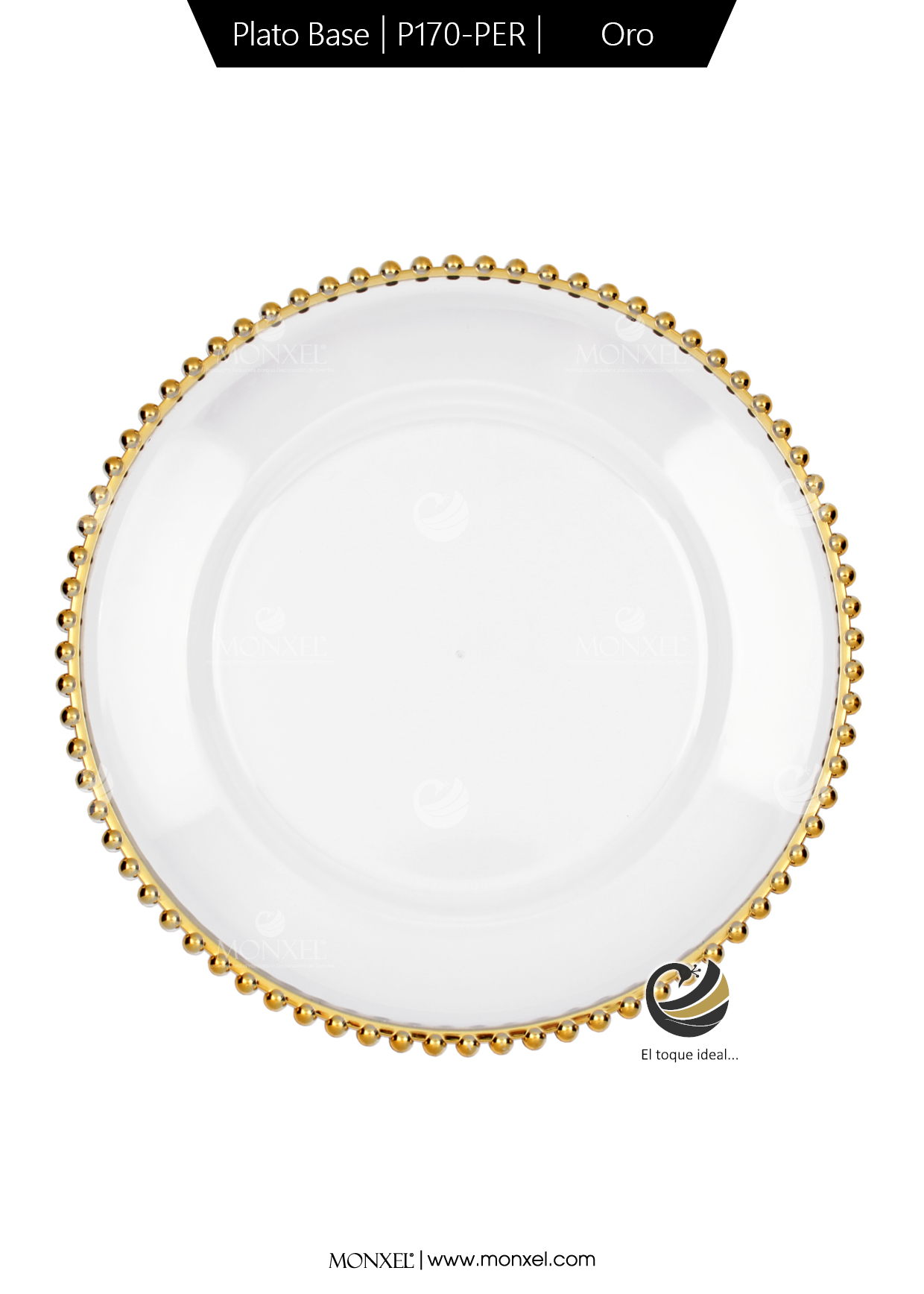 Plato Base P170-PER Oro 33 cm. (Acrílico)