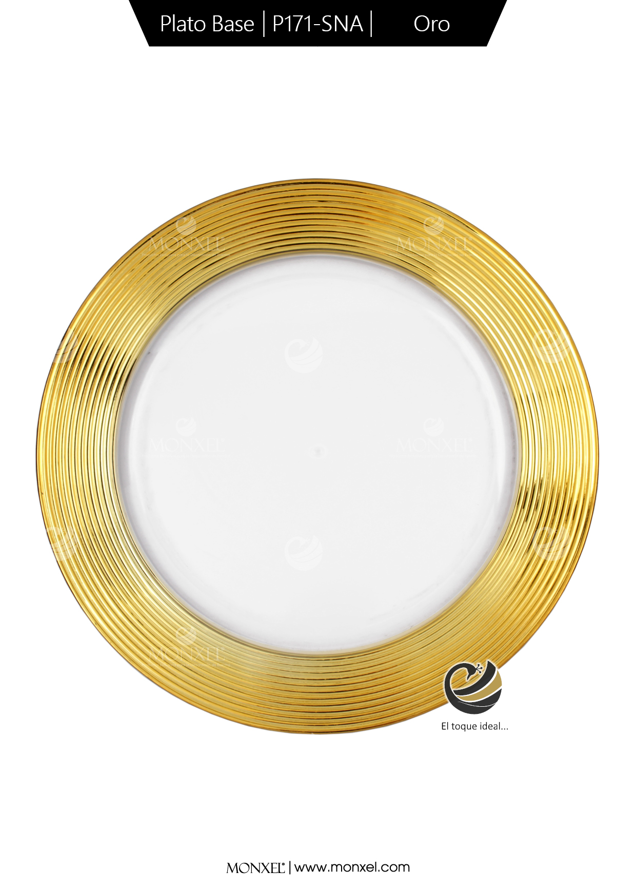 Plato Base P171-SNA Oro 33 cm. (Acrílico)