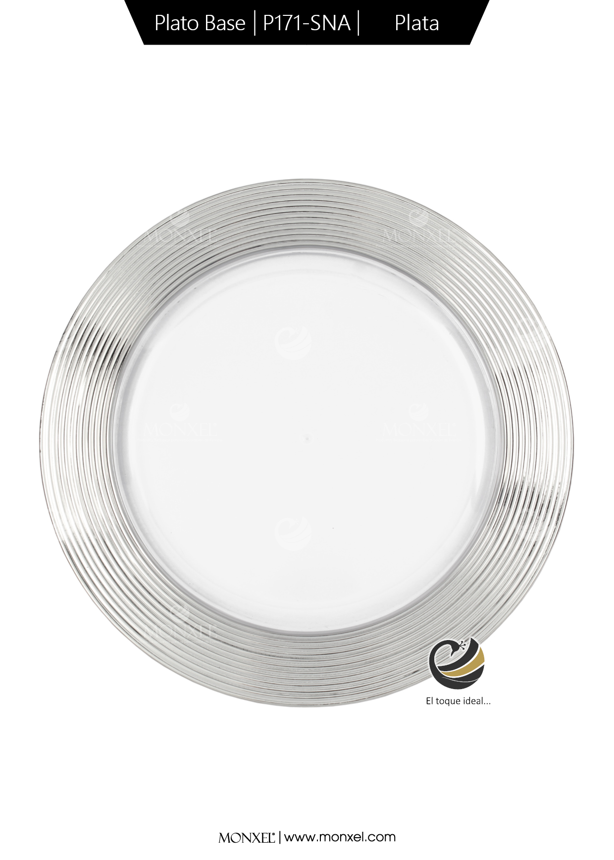Plato Base P171-SNA Plata 33 cm. (Acrílico)