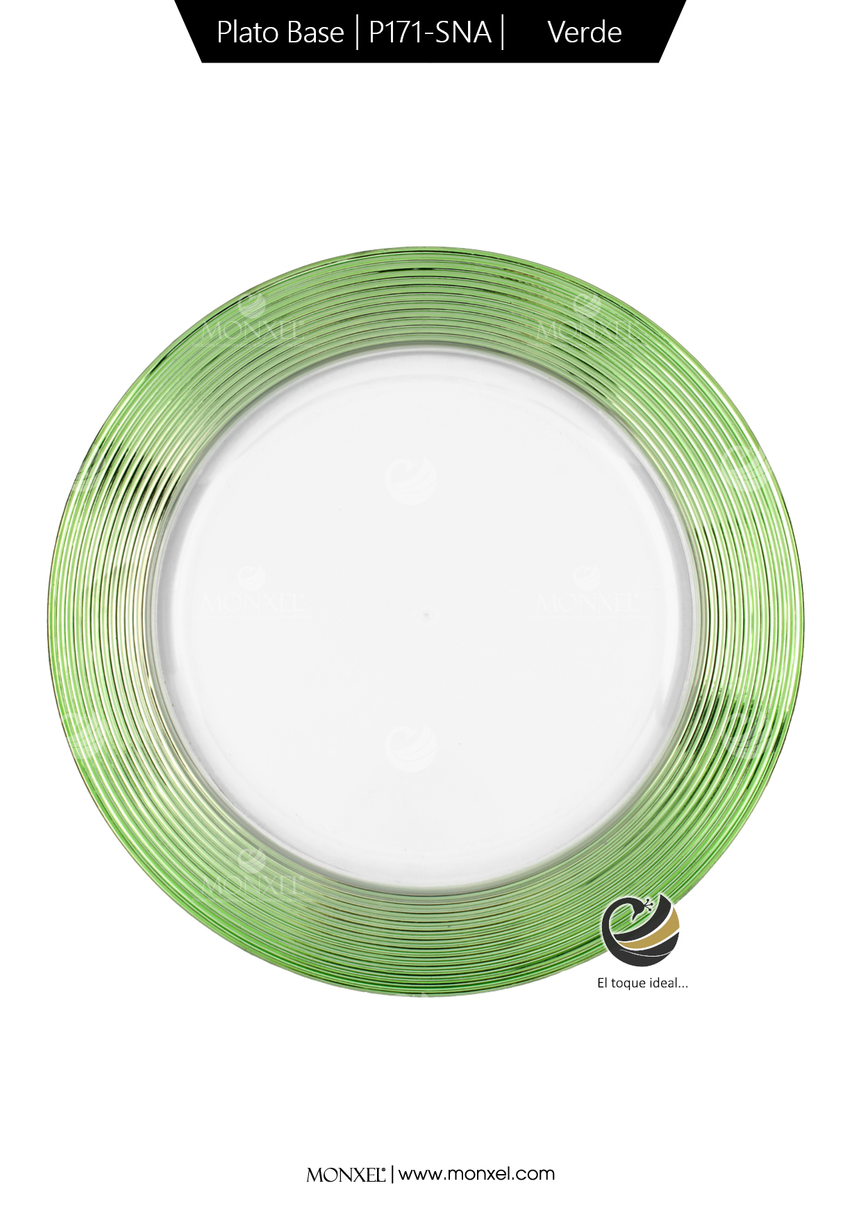 Plato Base P171-SNA Verde 33 cm. (Acrílico)