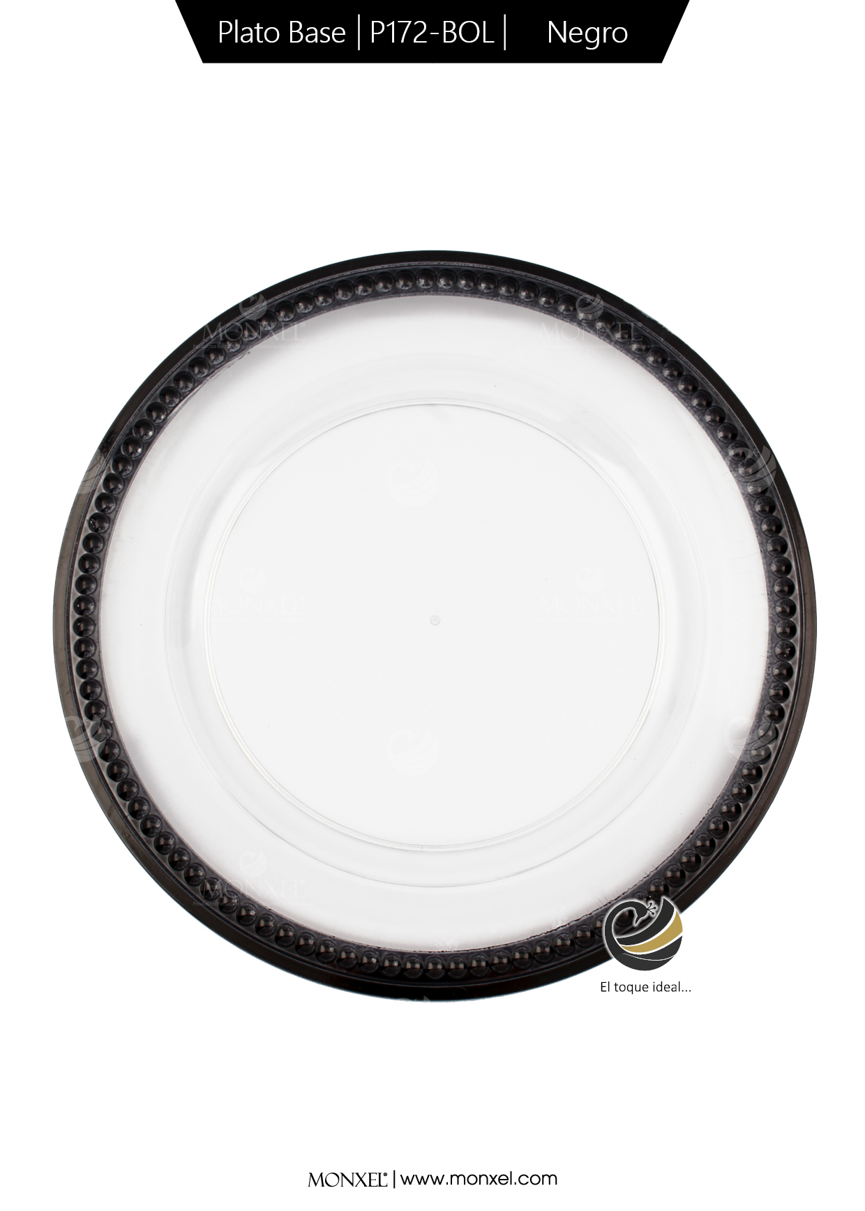Plato Base P172-BOL Negro 33 cm. (Acrílico)