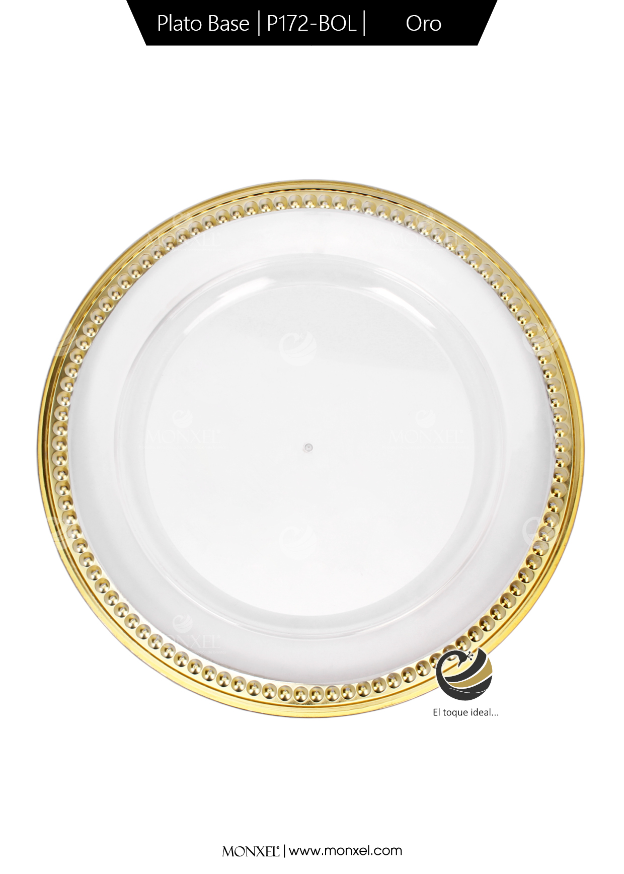 Plato Base P172-BOL Oro 33 cm. (Acrílico)