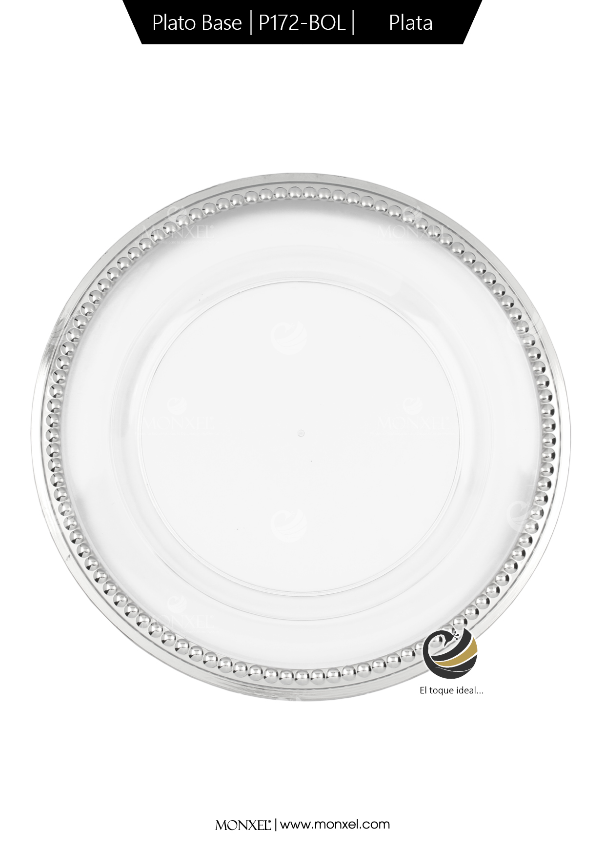 Plato Base P172-BOL Plata 33 cm. (Acrílico)