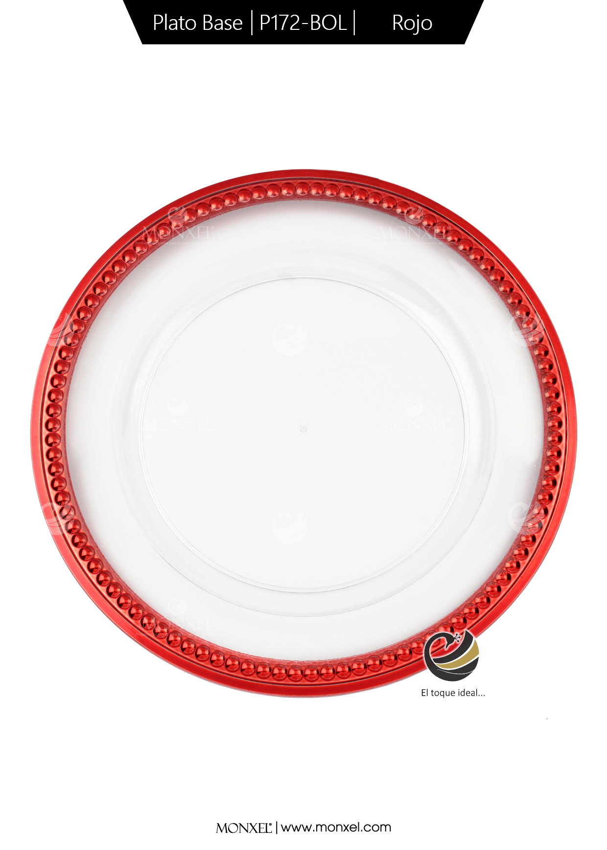 Plato Base P172-BOL Rojo 33 cm. (Acrílico)