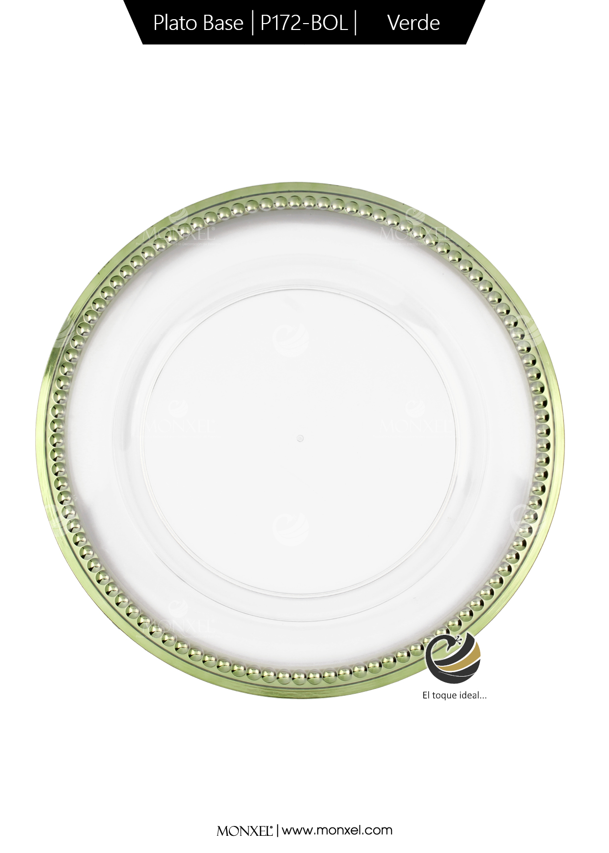 Plato Base P172-BOL Verde 33 cm. (Acrílico)