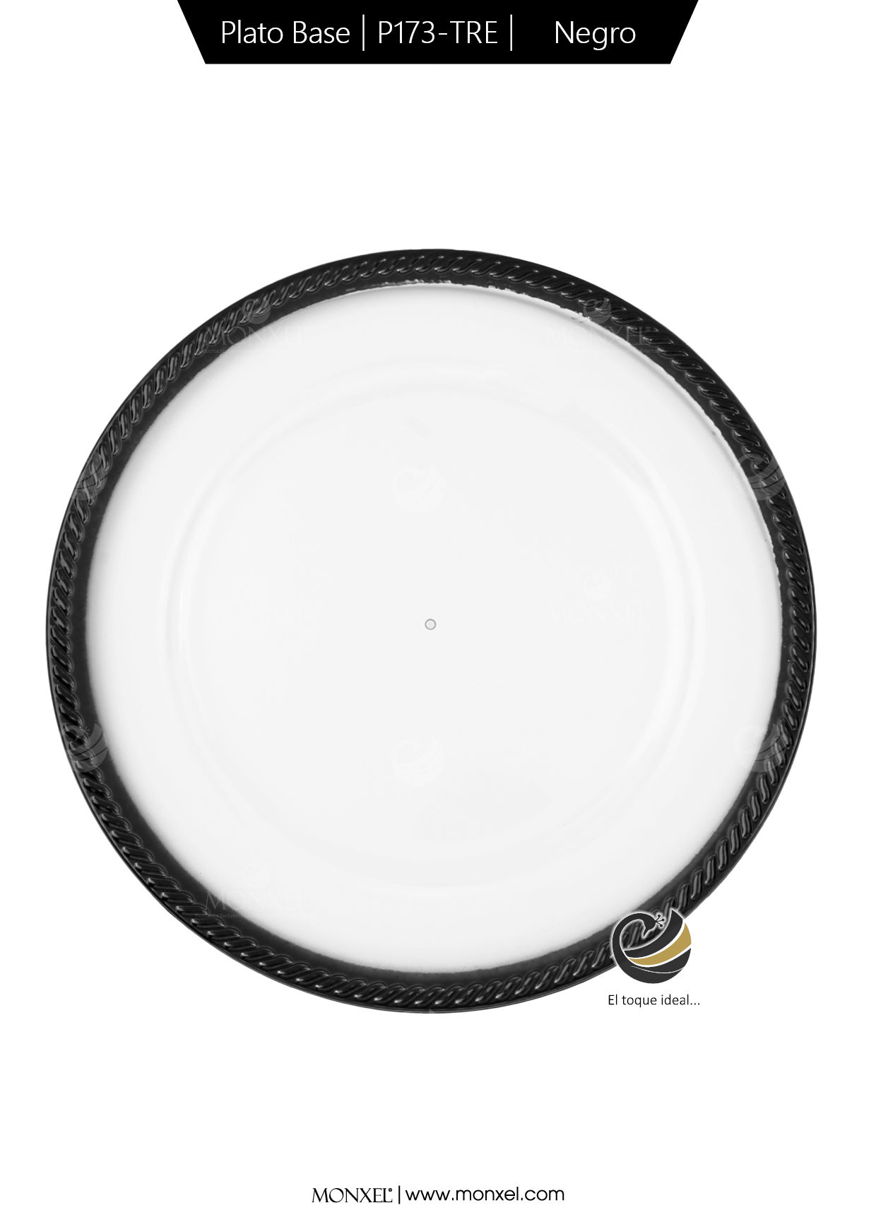 Plato Base P173-TRE Negro 33 cm. (Acrílico)