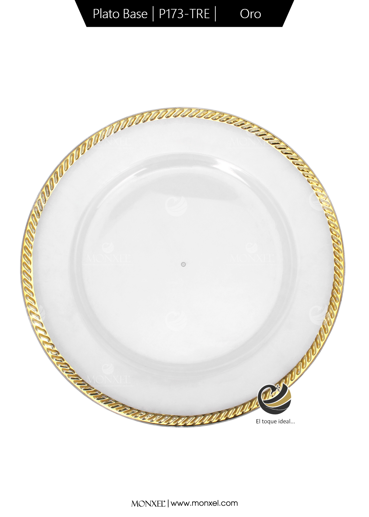 Plato Base P173-TRE Oro 33 cm. (Acrílico)