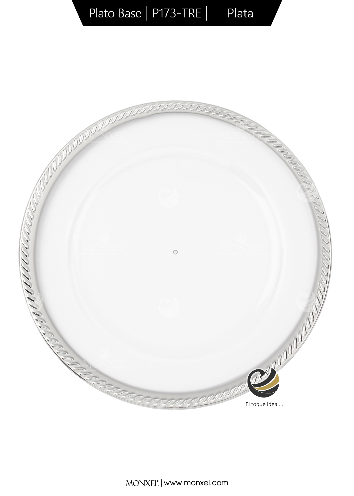 Plato Base P173-TRE Plata 33 cm. (Acrílico)