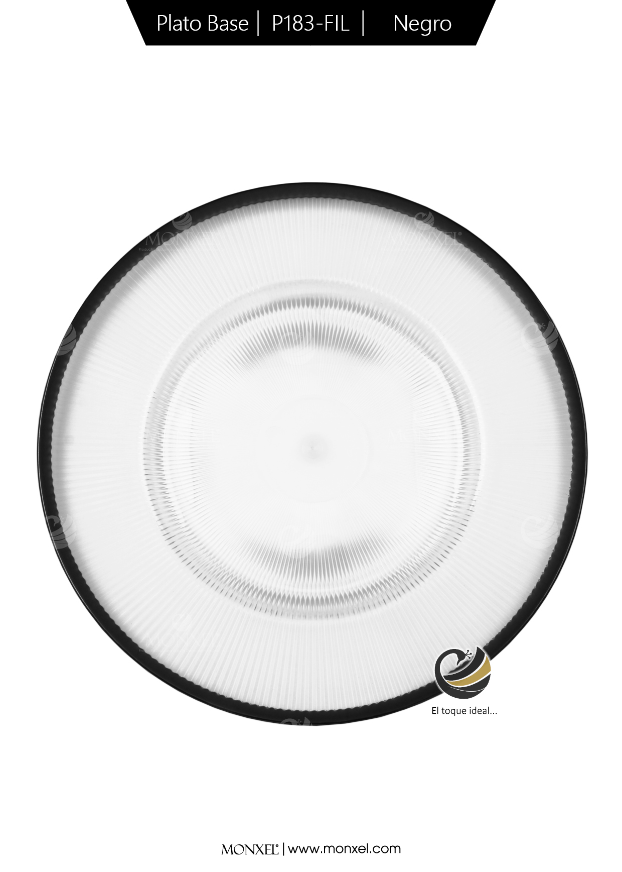 Plato Base P183-FIL Negro 33 cm. (Acrílico)