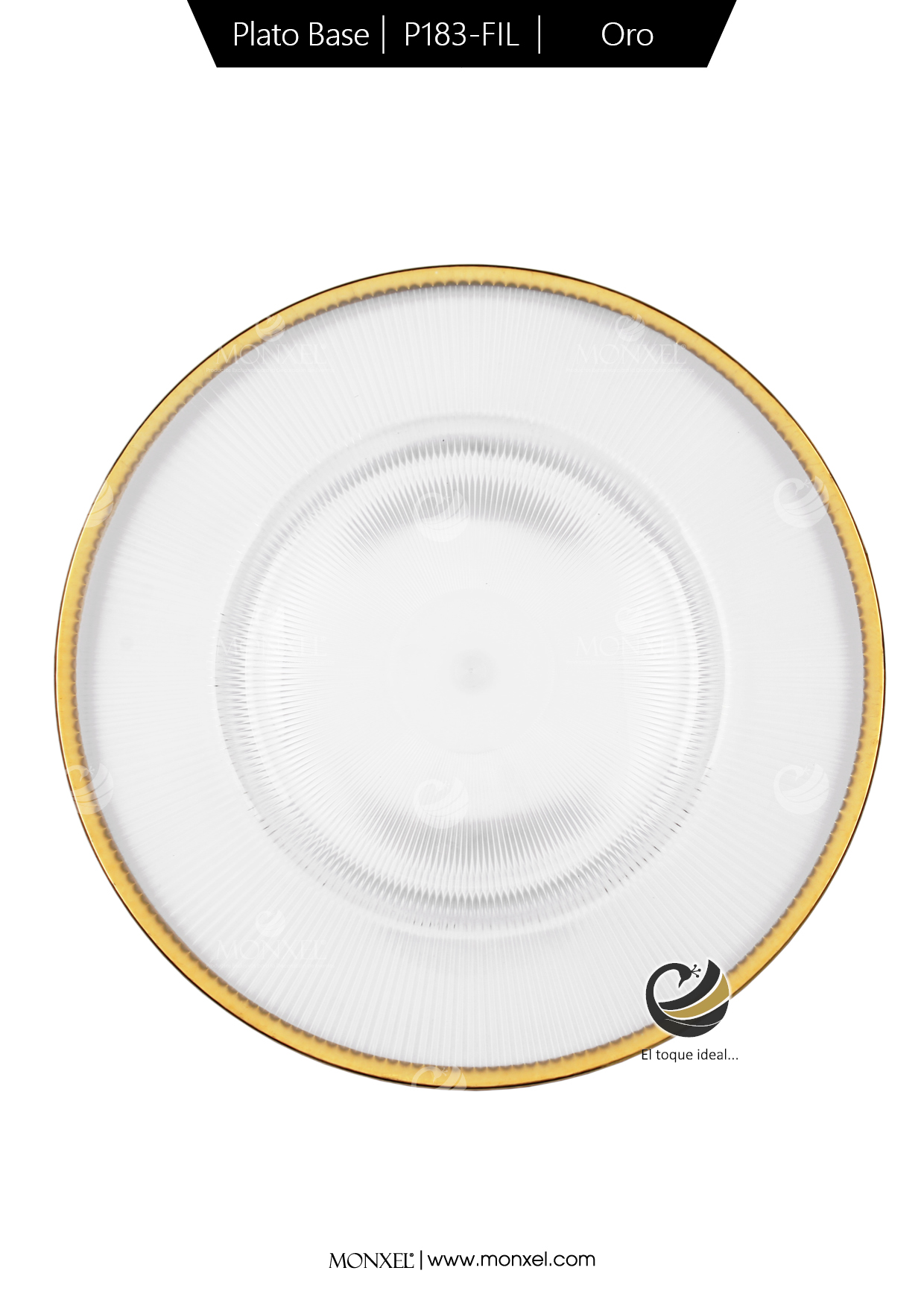 Plato Base P183-FIL Oro 33 cm. (Acrílico)