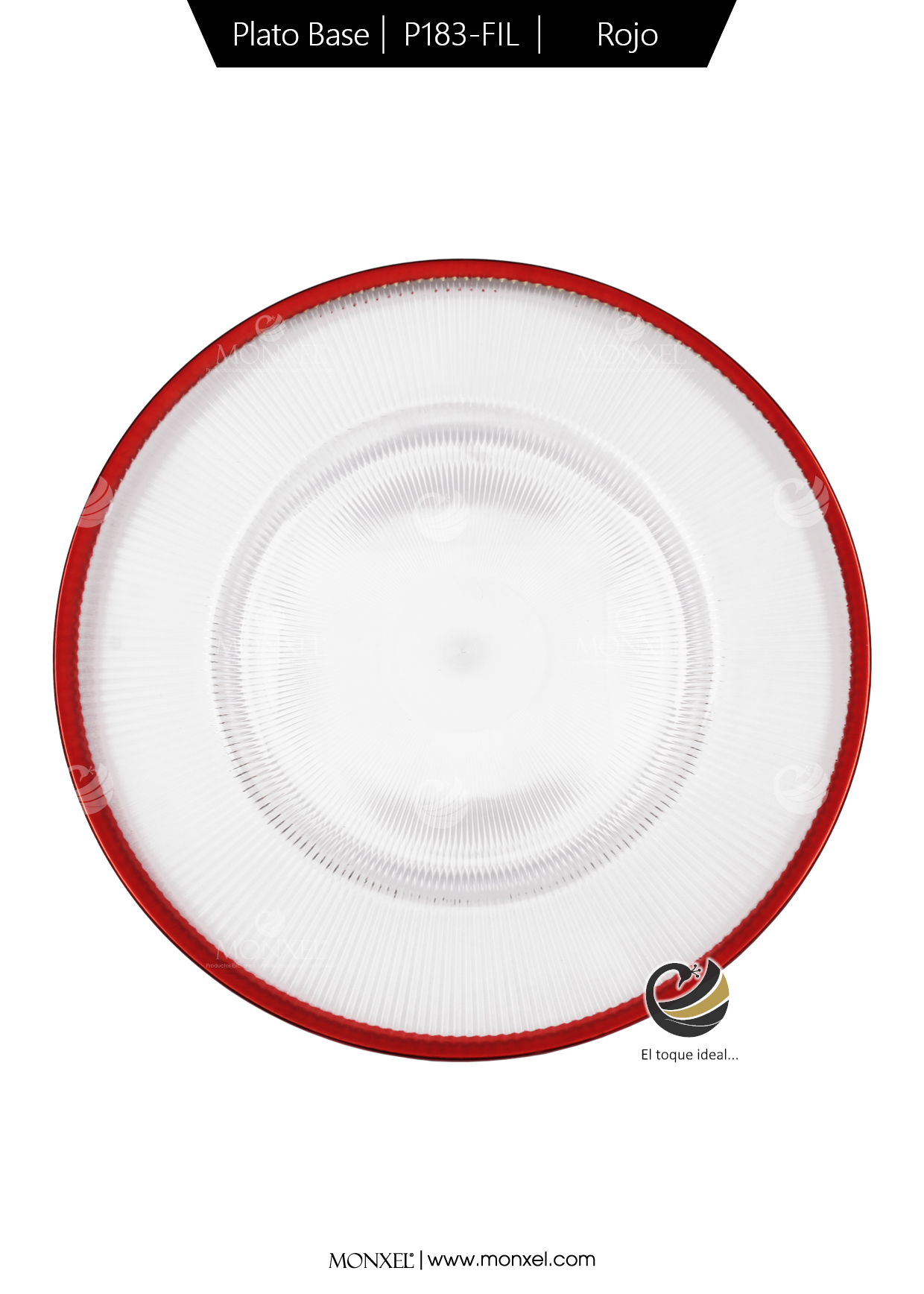 Plato Base P183-FIL Rojo 33 cm. (Acrílico)