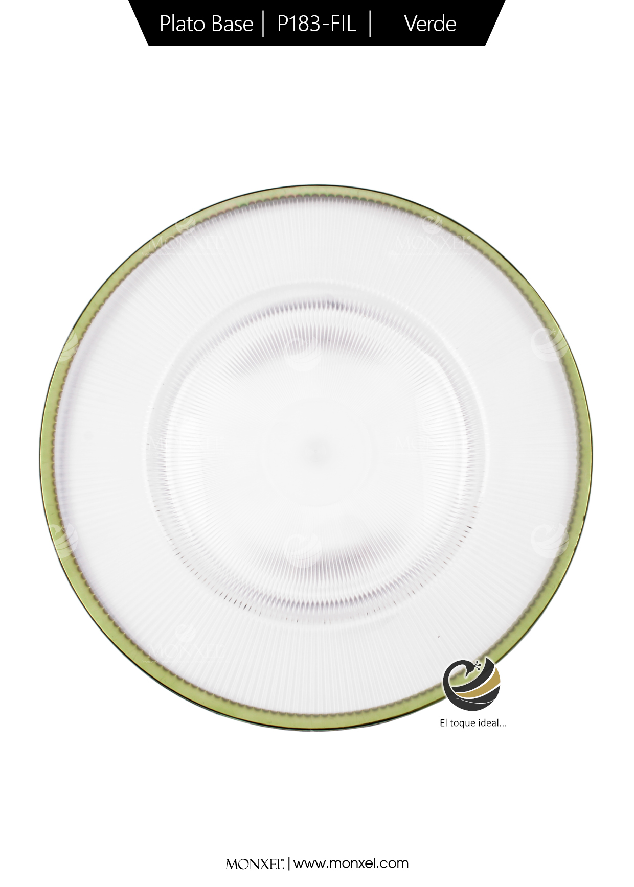 Plato Base P183-FIL Verde 33 cm. (Acrílico)