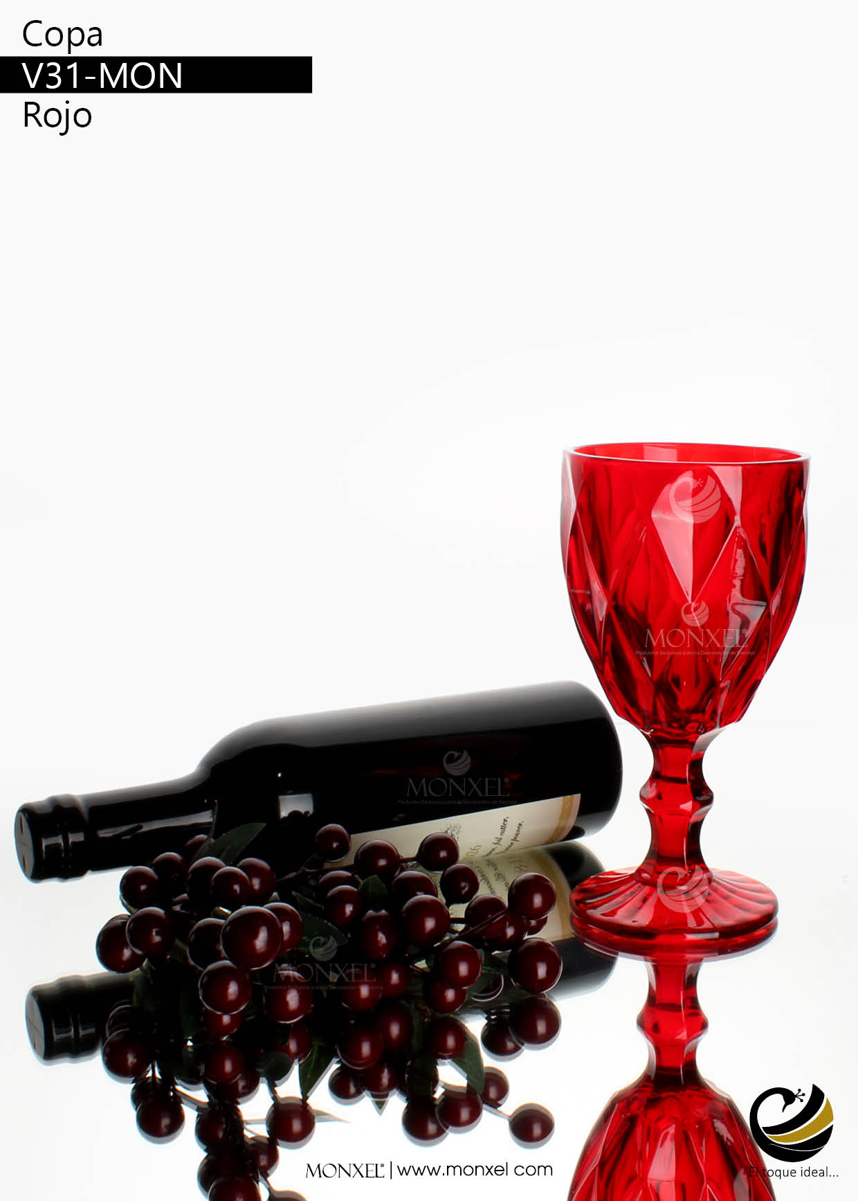 Copas Vino V30-YEL Rojo (Cristal) – MONXEL®