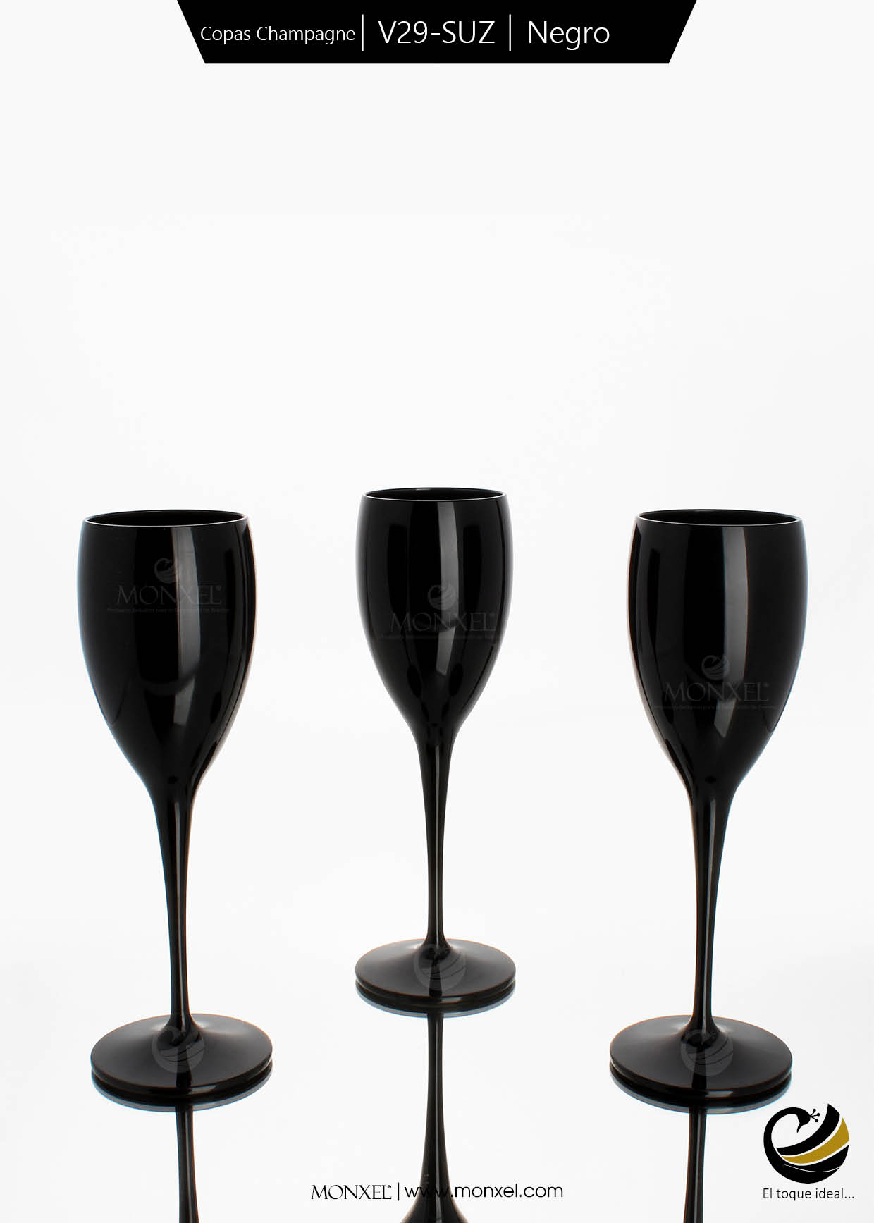 Copas Champagne V29-SUZ Negro (Acrílico)