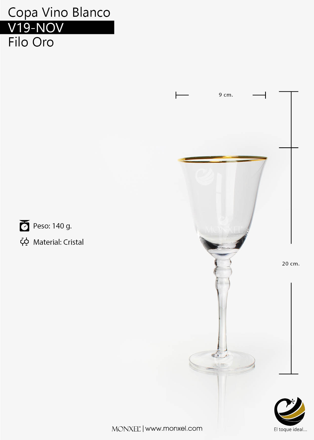 Copas Vino Blanco V19-NOV Filo Oro (Cristal) – MONXEL®