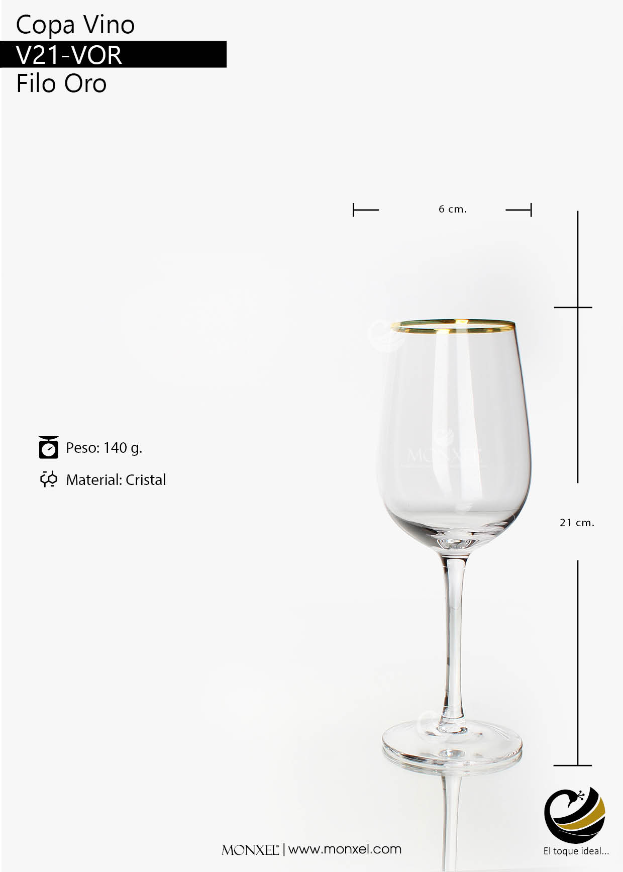 Copas Vino V21-VOR Filo Oro (Cristal) – MONXEL®