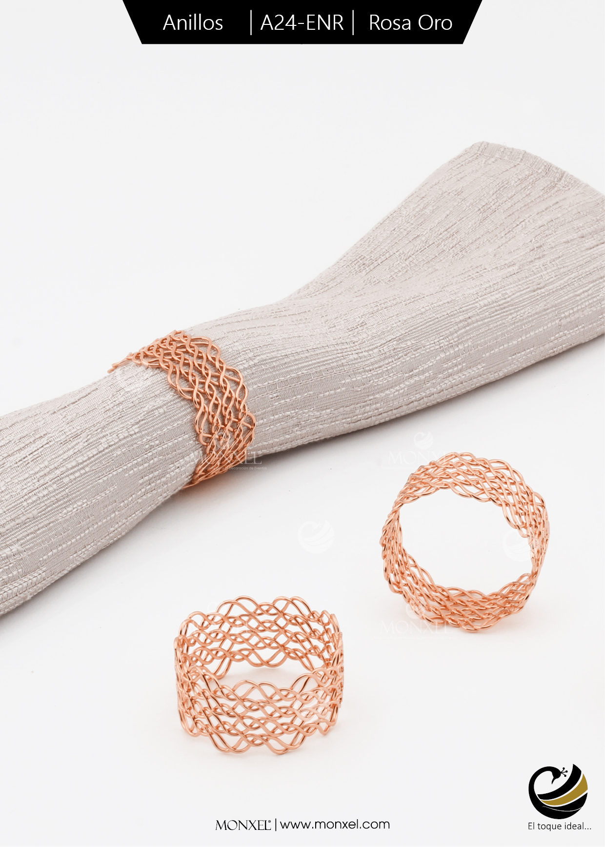 Anillos A24-ENR Rosa Oro (Acero Inoxidable)