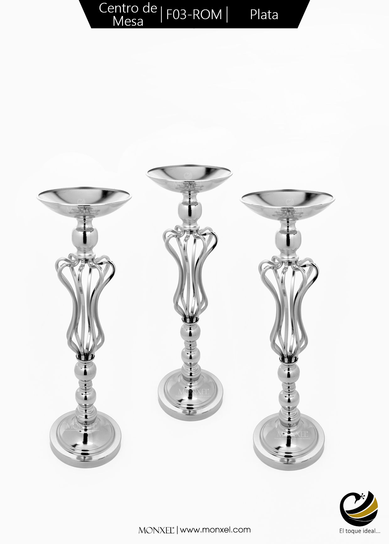 Centro de Mesa F03-ROM Plata (Acero Inoxidable)