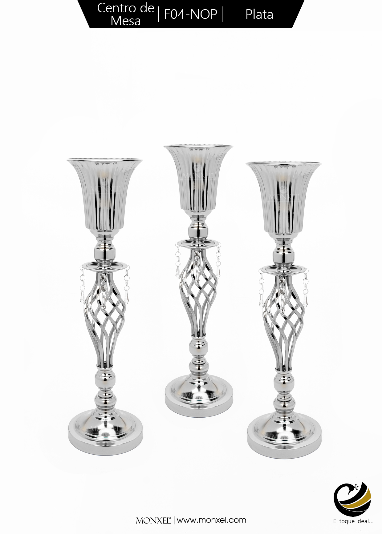 Centro de Mesa F04-NOP Plata (Acero Inoxidable)