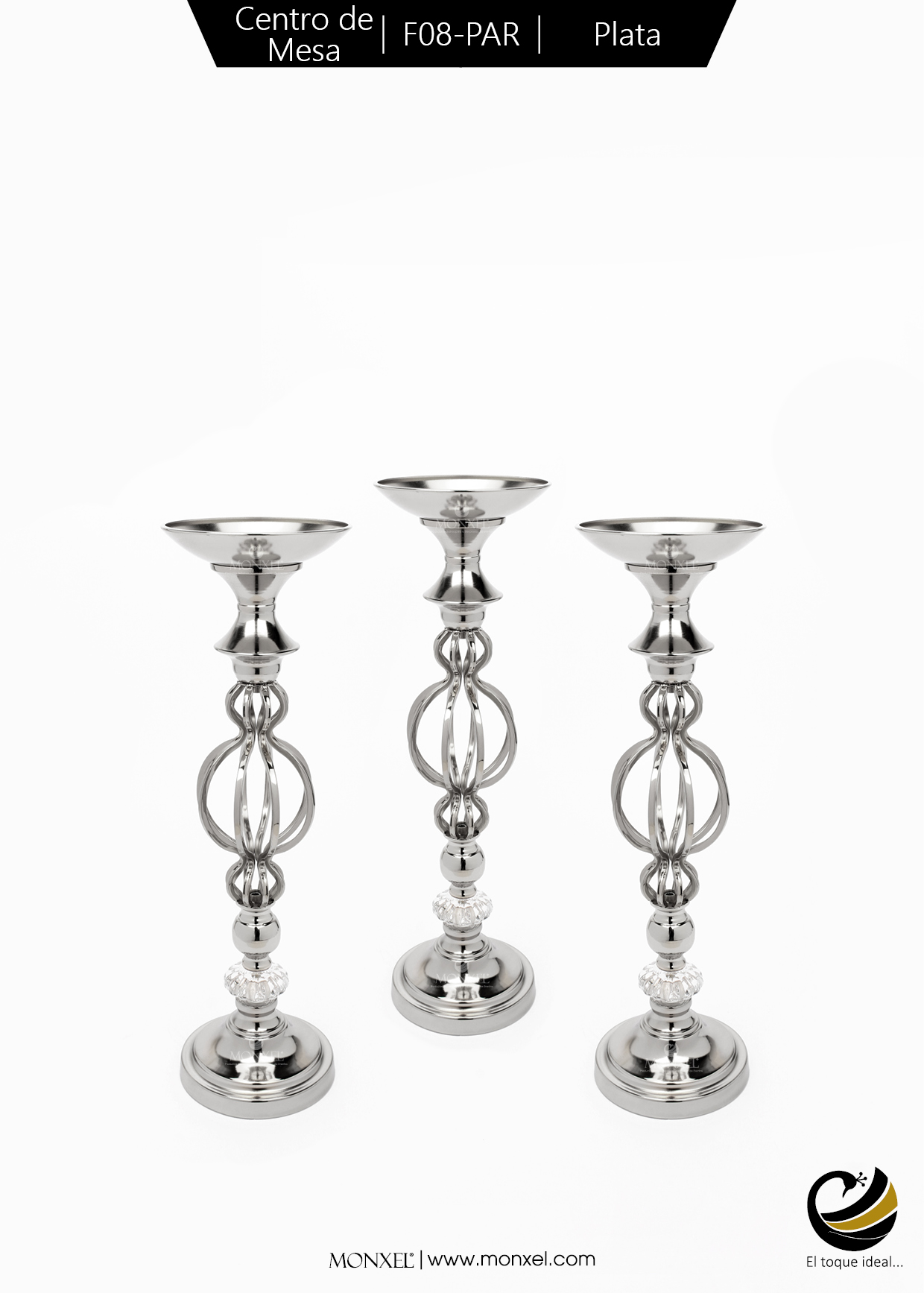 Centro de Mesa F08-PAR Plata (Acero Inoxidable)