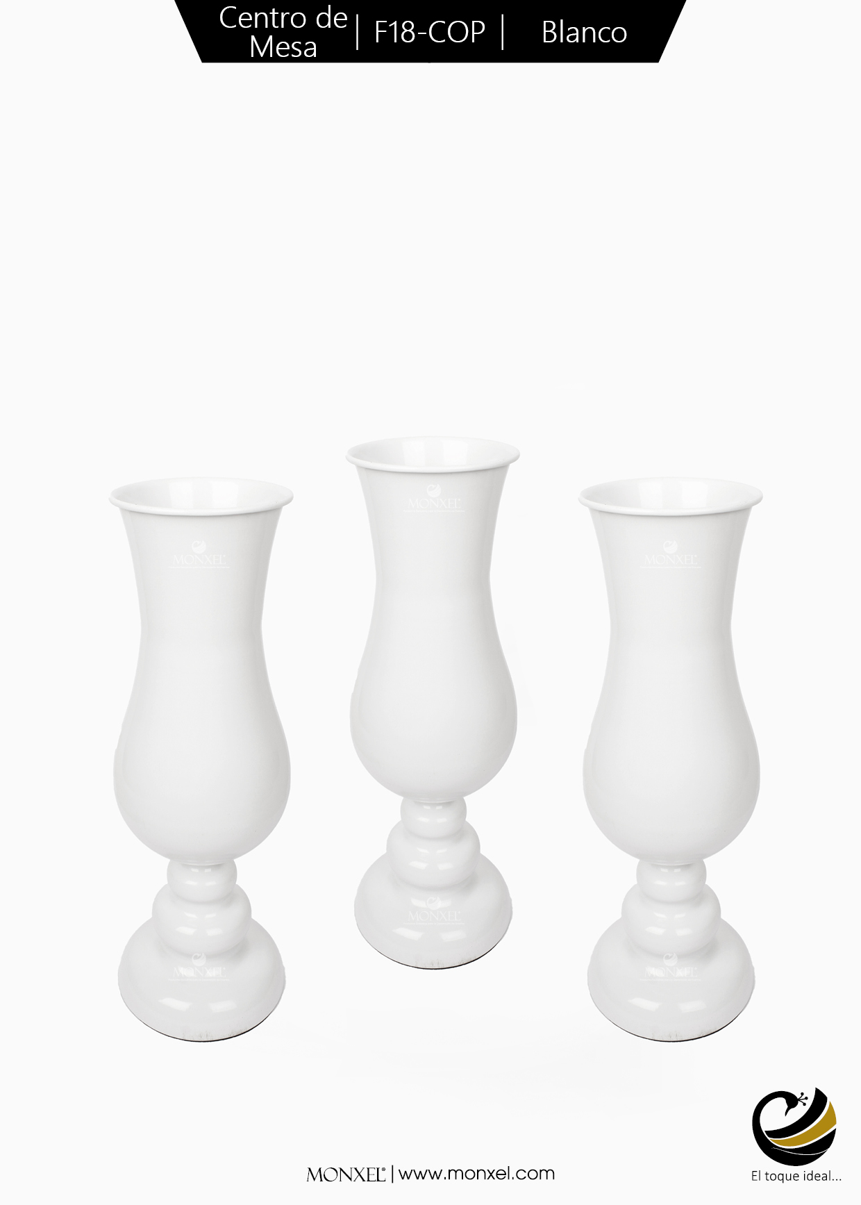 Centro de Mesa F18-COP Blanco (Acero Inoxidable)