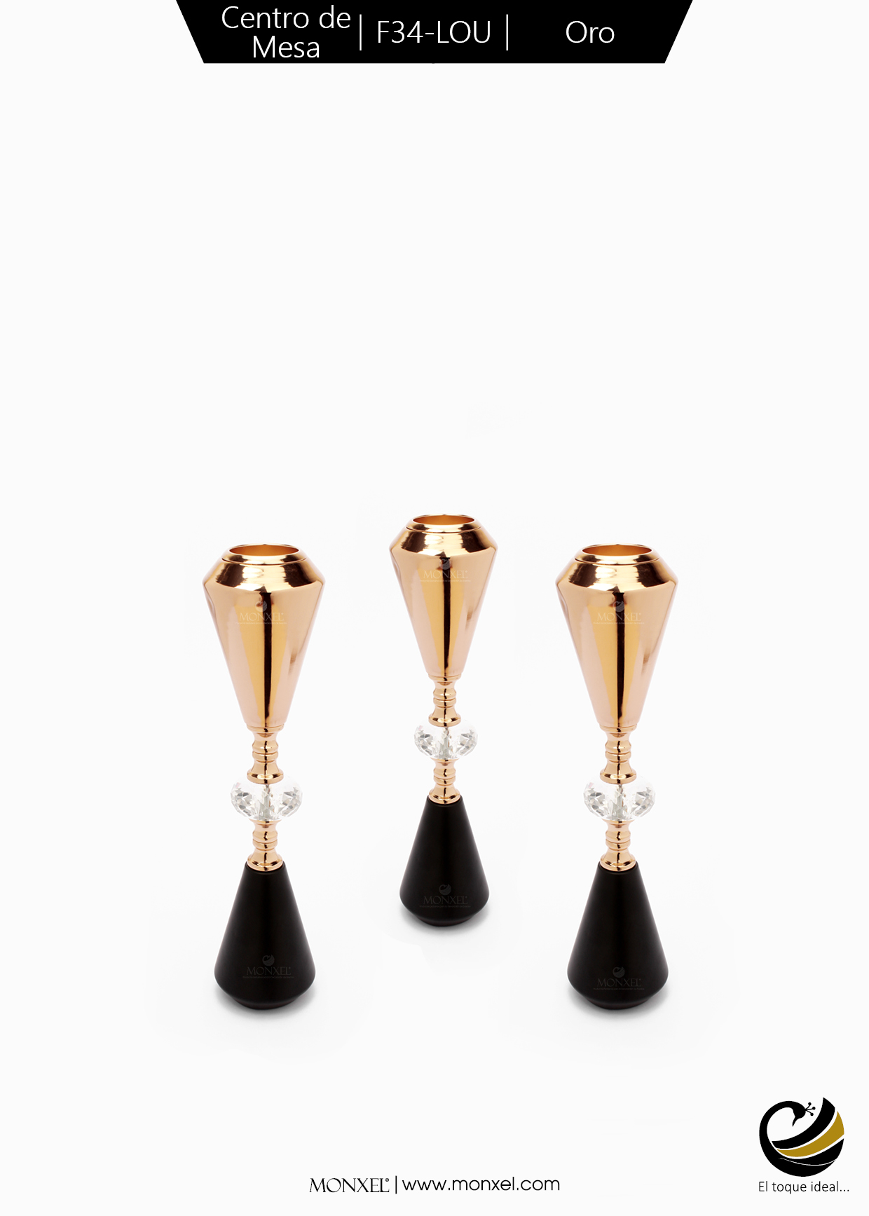 Centro de Mesa F34-LOU Oro/Negro (Acero Inoxidable)