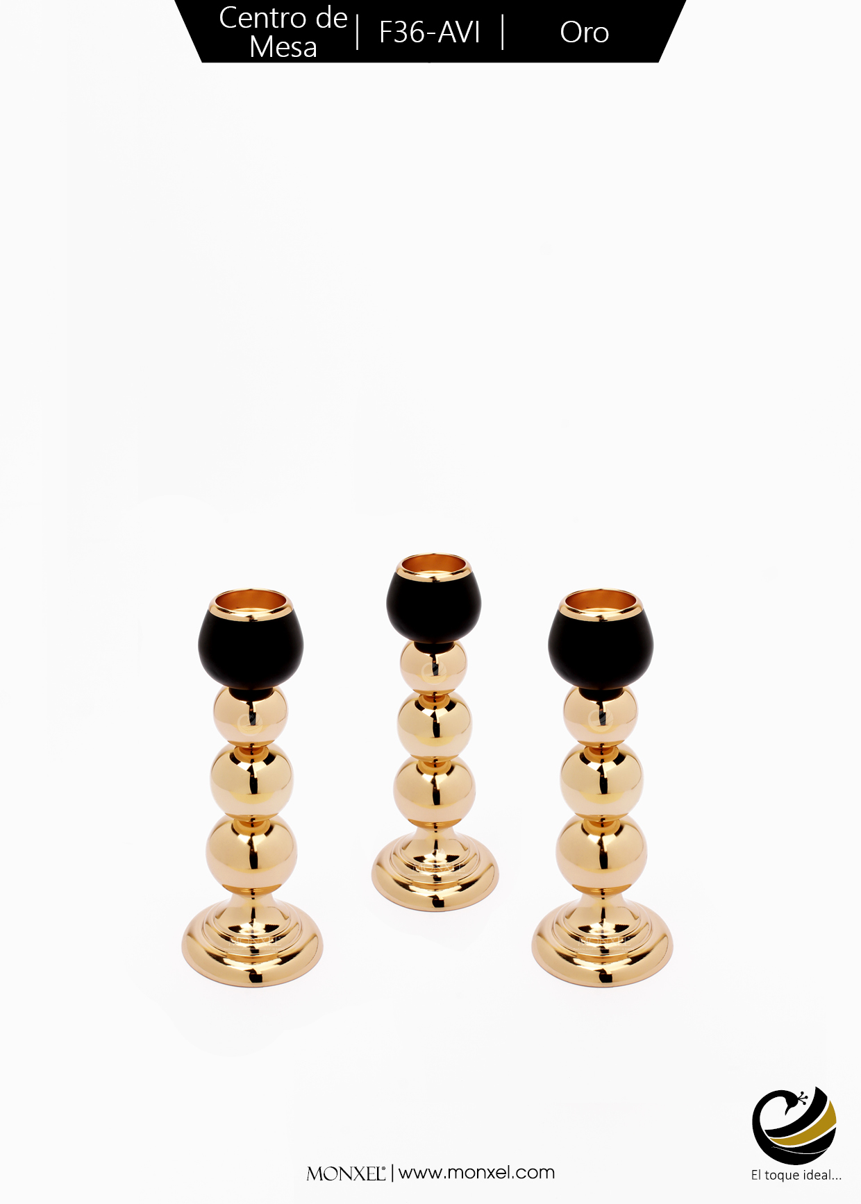 Centro de Mesa F36-AVI Oro/Negro (Acero Inoxidable)