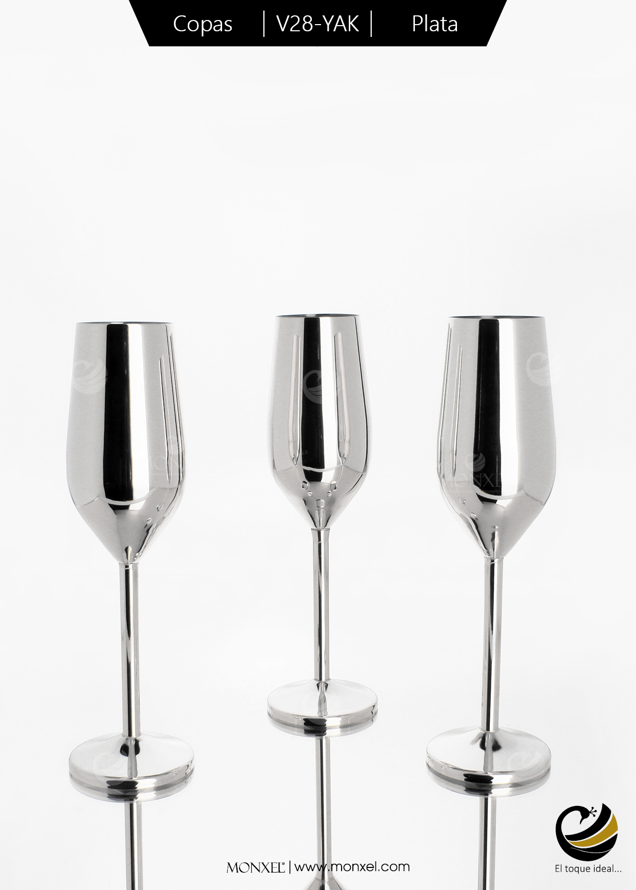 Copas Champagne V28-YAK Plata (Acero Inoxidable)