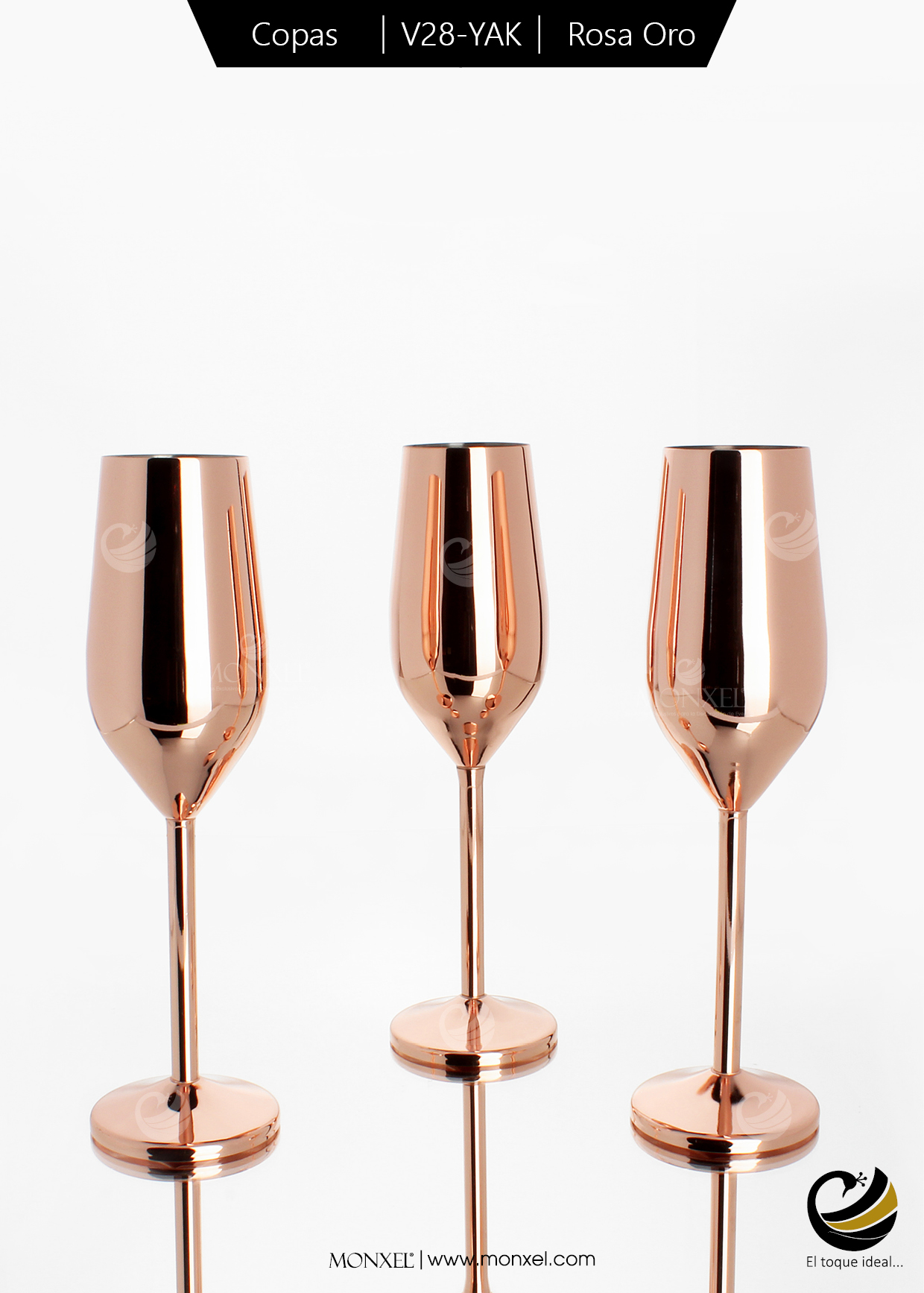 Copas Champagne V28-YAK Rosa Oro (Acero Inoxidable)