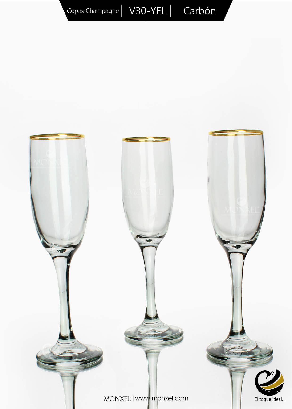 Copas Champagne V30-YEL Carbón (Cristal)