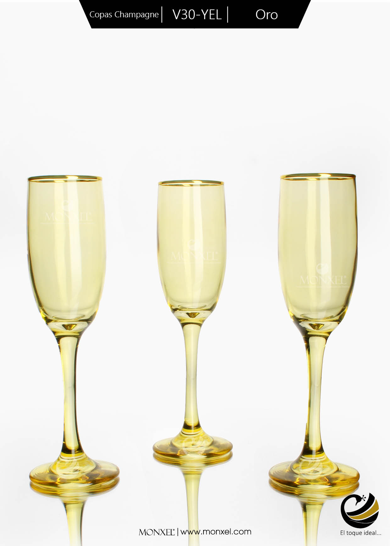 Copas Champagne V30-YEL Oro (Cristal)