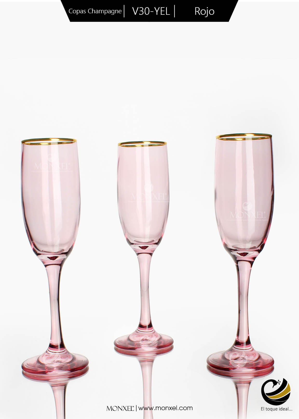 Copas Champagne V30-YEL Rojo (Cristal)
