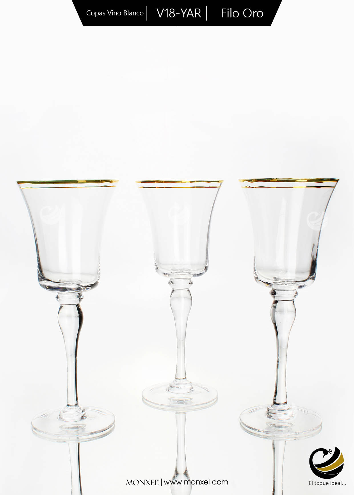 Copas Vino Blanco V18-YAR Filo Oro (Cristal)