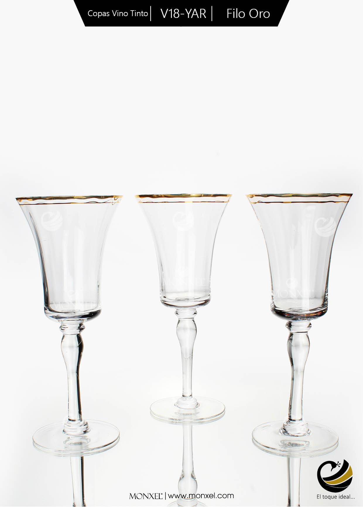 Copas Vino Tinto V18-YAR Filo Oro (Cristal)