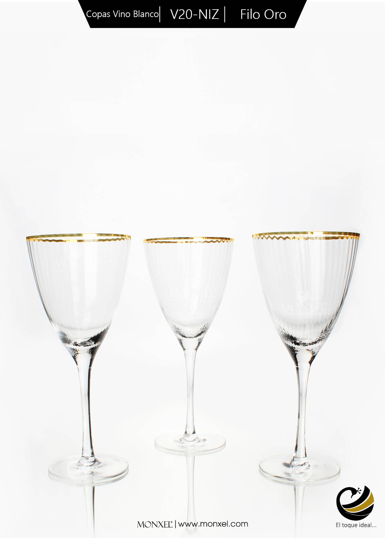 Copas Vino Blanco V20-NIZ Filo Oro (Cristal)