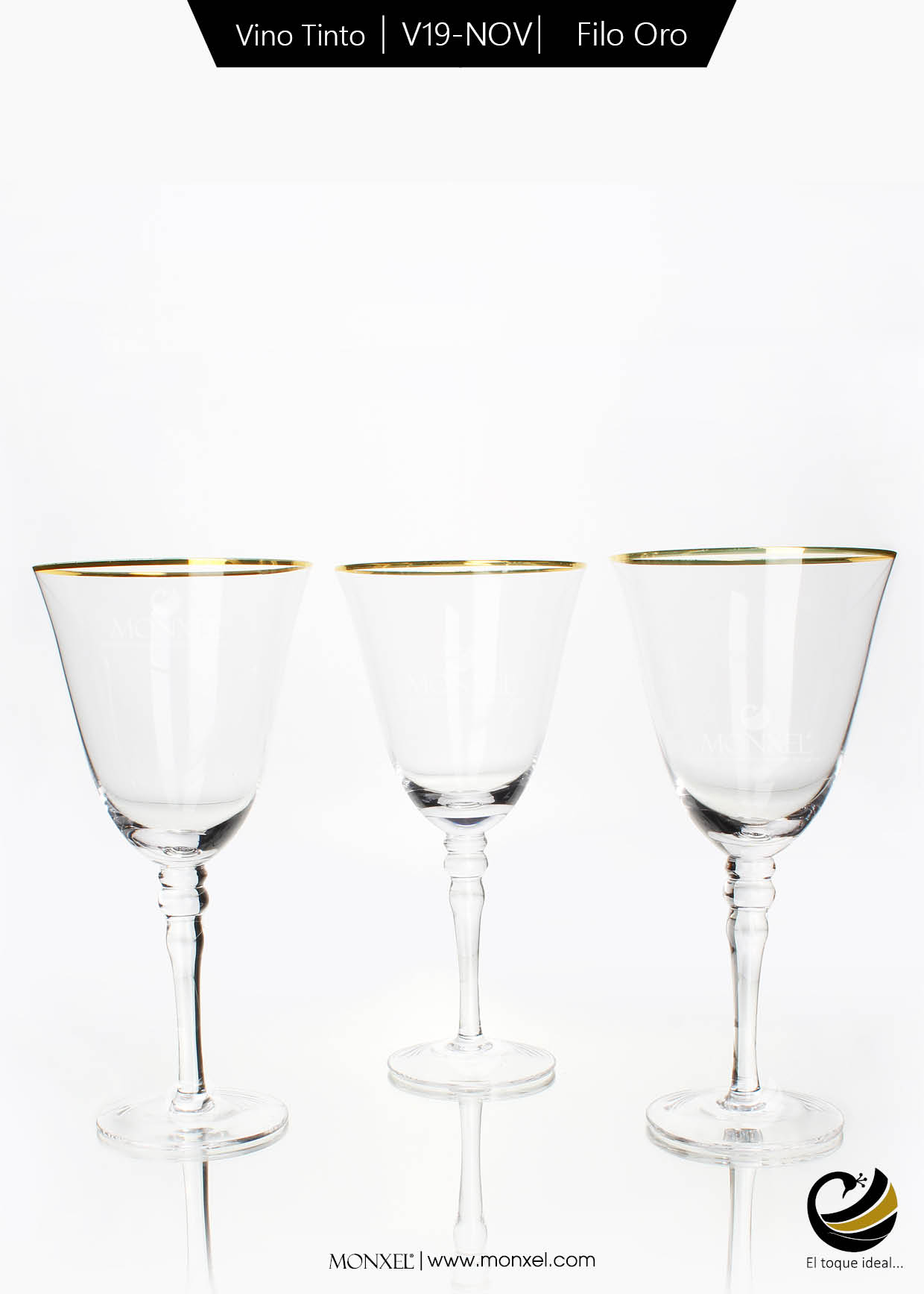 Copas Vino Tinto V19-NOV Filo Oro (Cristal)