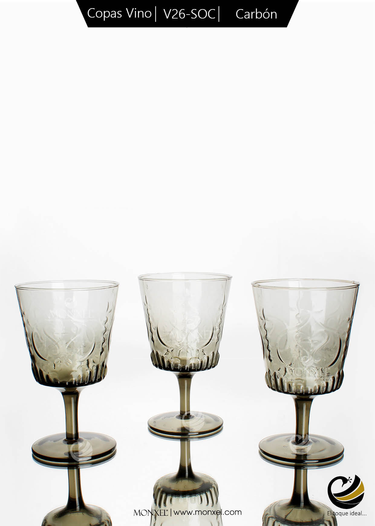 Copas Vino V26-SOC Carbón (Cristal)