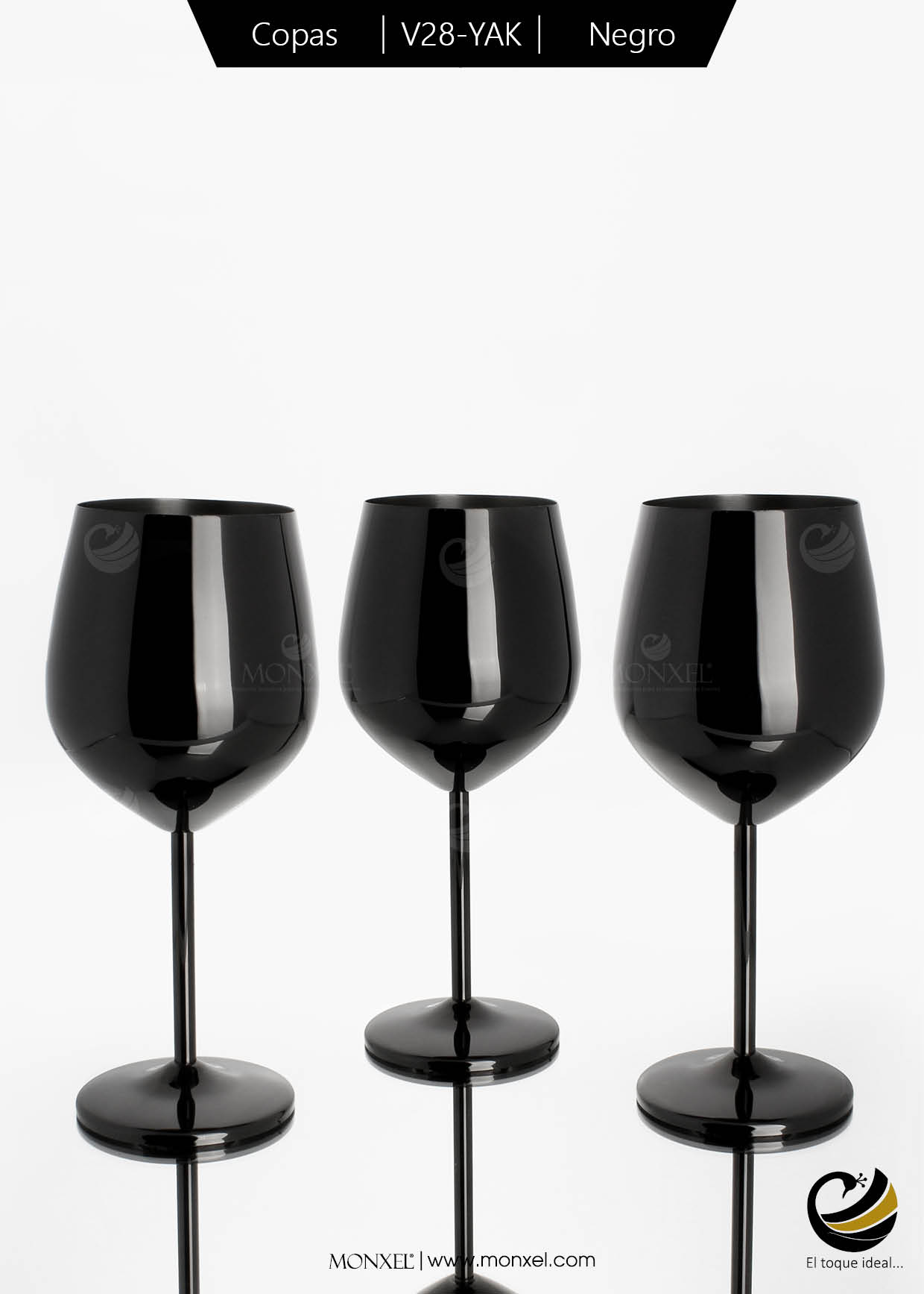 Copas Vino V28-YAK Negro (Acero Inoxidable)