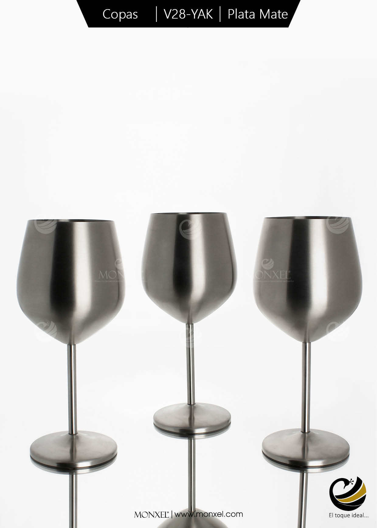 Copas Vino V28-YAK Plata Mate (Acero Inoxidable)