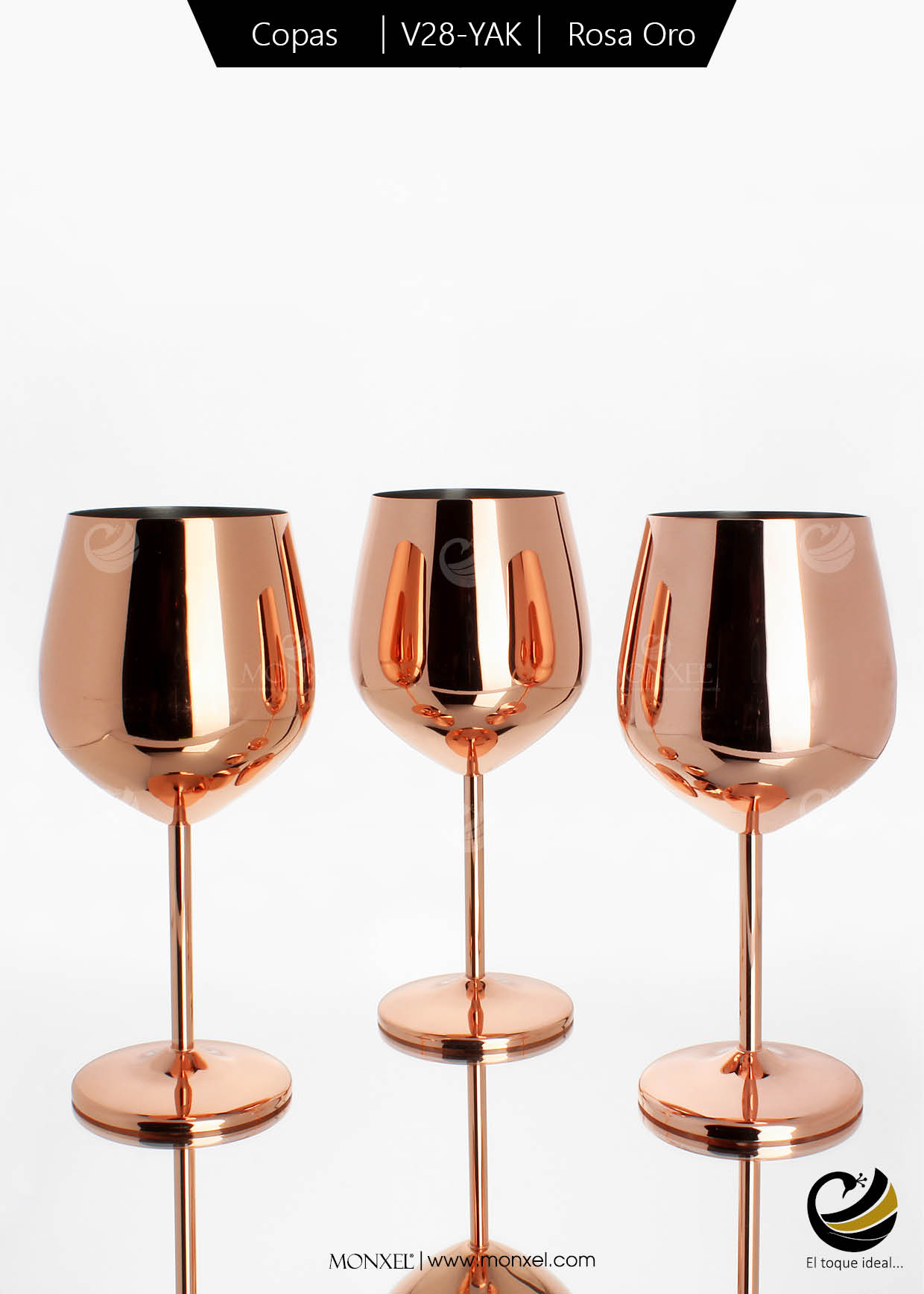 Copas Vino V28-YAK Rosa Oro (Acero Inoxidable)