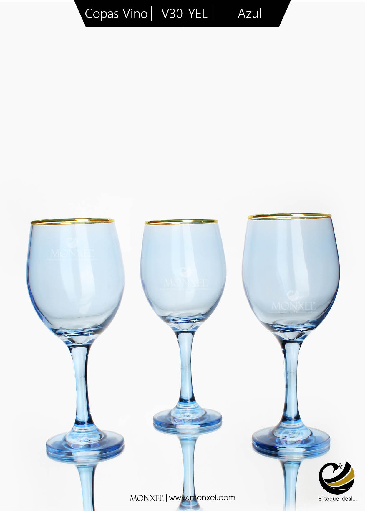 Copas Vino V30-YEL Azul (Cristal)