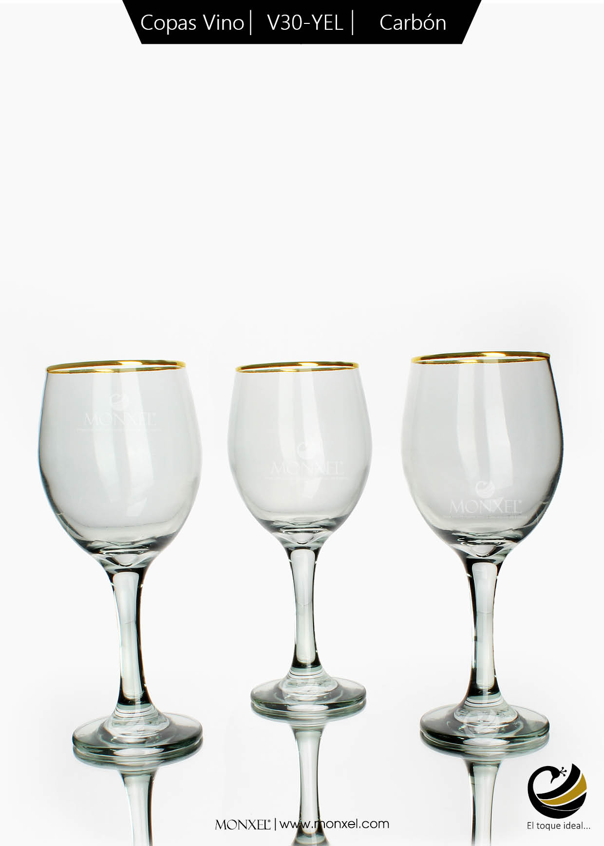 Copas Vino V30-YEL Carbón (Cristal)