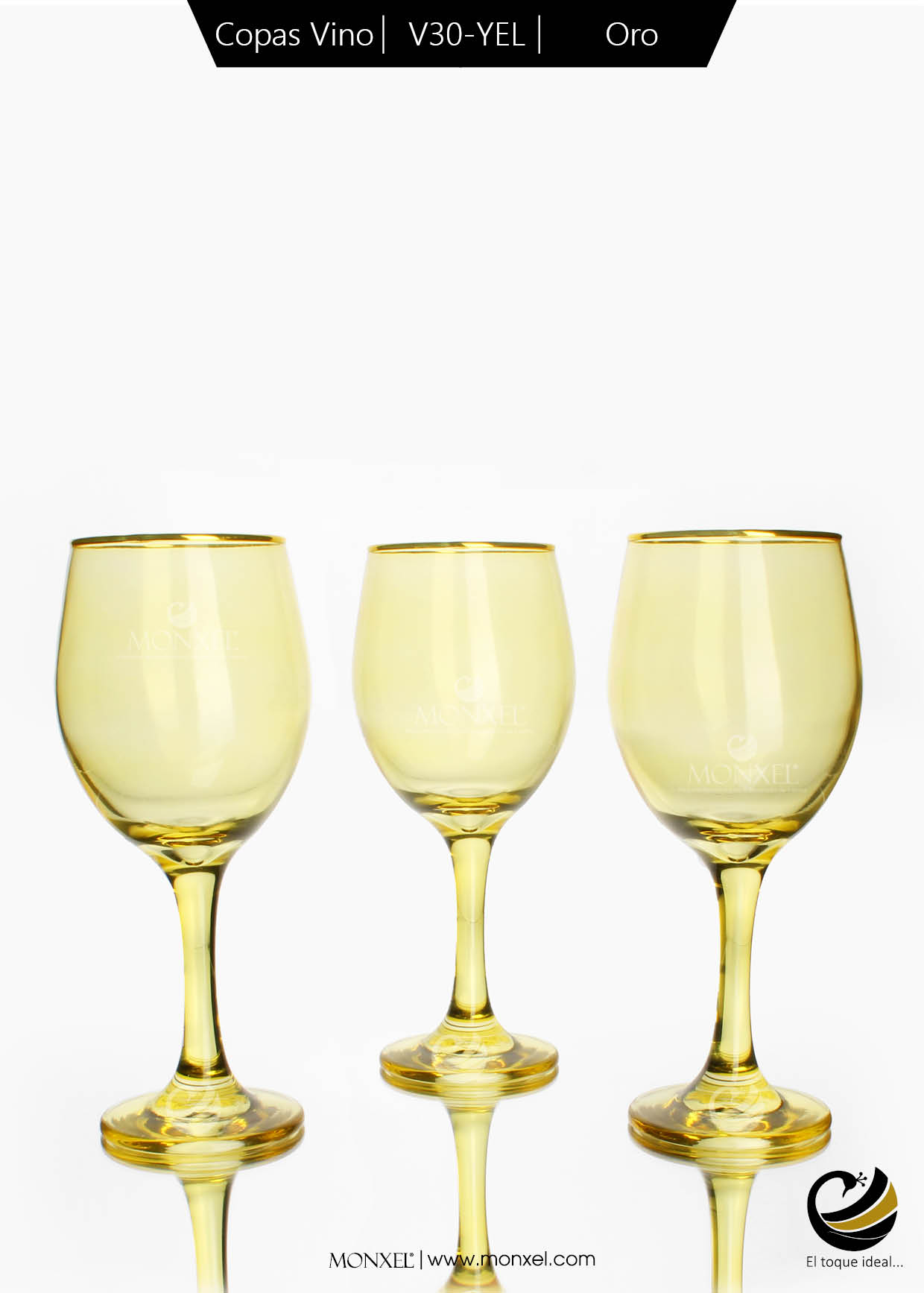 Copas Vino V30-YEL Oro (Cristal)