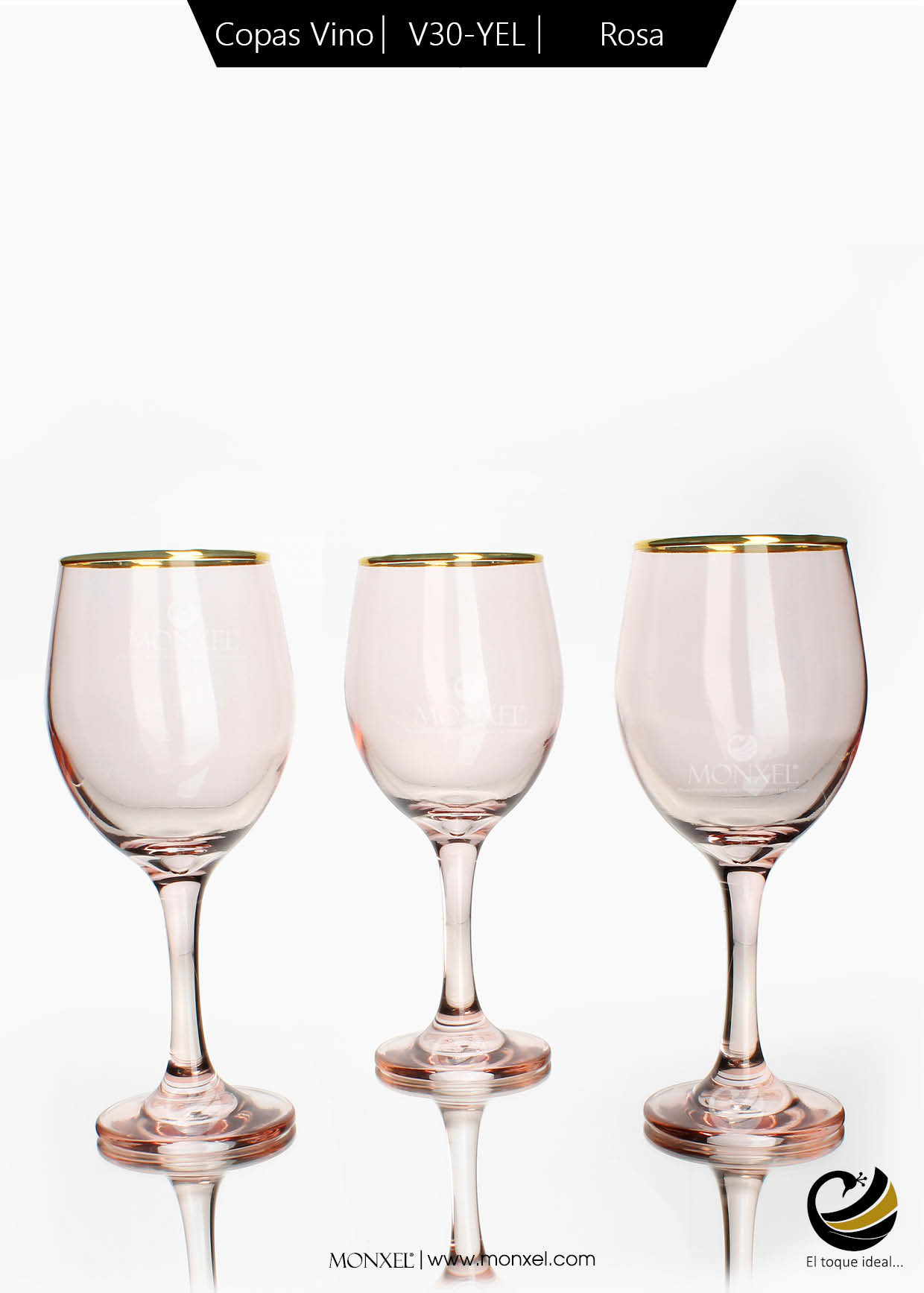 Copas Vino V30-YEL Rosa (Cristal)