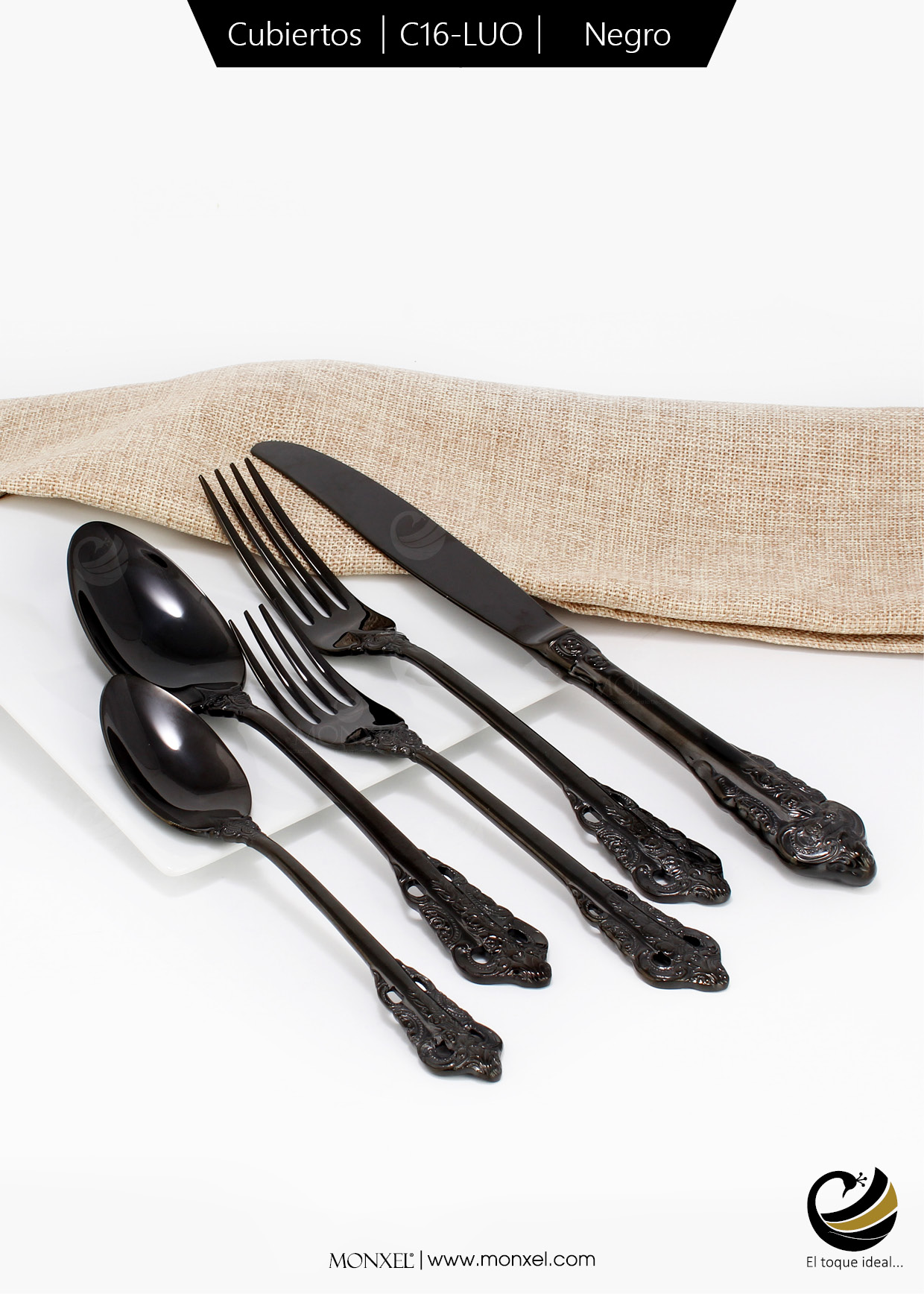 Cubiertos C16-LUO Negro Set 5pz (Acero Inoxidable)
