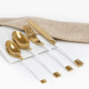 Cubiertos C26-WOG Oro/Blanco Set 4pz (Acero Inoxidable)